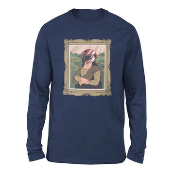 Monalisa Helmet Men/Unisex Drop Shoulder Sweatshirt in Navy color
